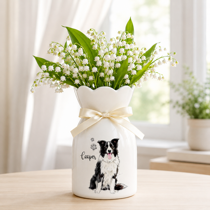 Personalized Pet Watercolor Ceramic Flower Vase, Custom Photo Pet Flower Vase, Pet Lover Gift, Dog Memorial Gift, Cat Keepsake Gift