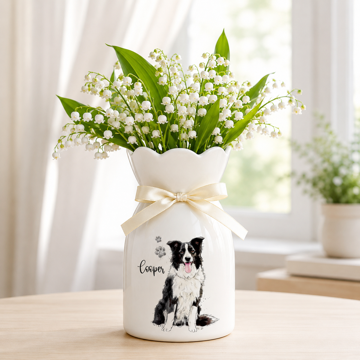 Personalized Pet Watercolor Ceramic Flower Vase, Custom Photo Pet Flower Vase, Pet Lover Gift, Dog Memorial Gift, Cat Keepsake Gift