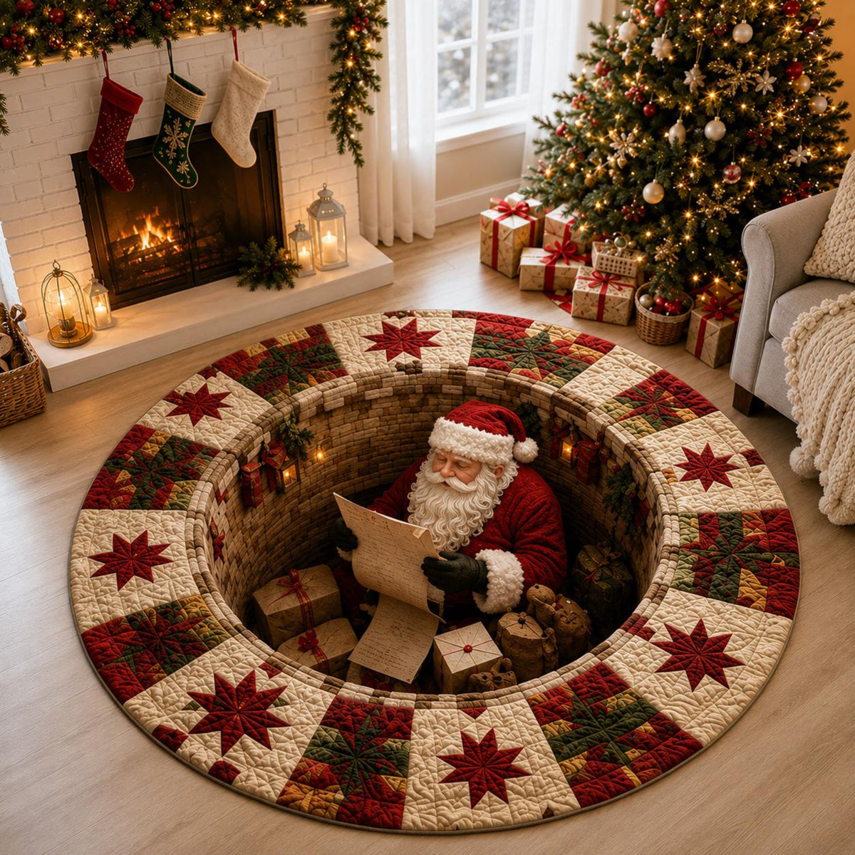 Santa Claus 3D Illusion Round Rug, Spiral Staircase Christmas Vortex Floor Mat, Non Slip Xmas Area Rug, Holiday Home Decor Gift 9f80946c-50c3-4c33-8bad-5e9d9782ce35-6.jpg