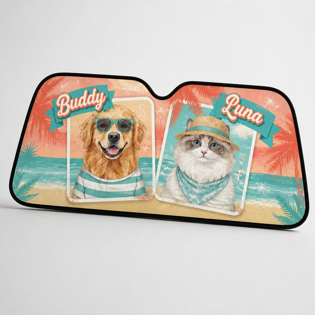 Custom Pet Portrait Auto Sun Shade with Names – Summer Vibe (2 Pets) - Personalized Auto Sun Shade 9fa83f1d-4cc6-43d9-8c1b-ee5bc1d536f5.jpg