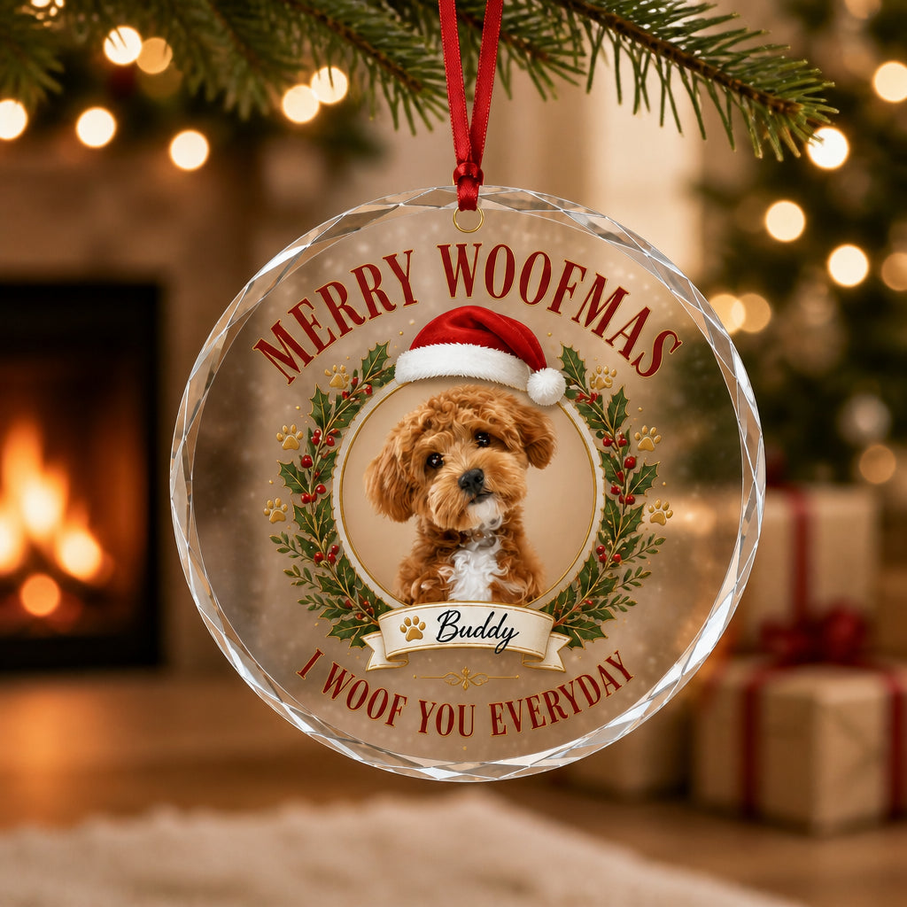Merry Woofmas Pet Photo Crystal Ornament - Personalized Crystal Ornament 9fbff141-0466-41b5-b361-74e214ba4d7f.jpg