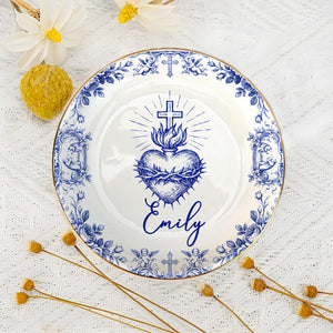Personalized Sacred Heart and Cross Jewelry Dish, Custom Name Catholic Gift, First Communion Trinket Dish, Confirmation Baptism Ring Tray 9fc130a5-93c4-44ce-b224-cdda450fd60b-11.jpg