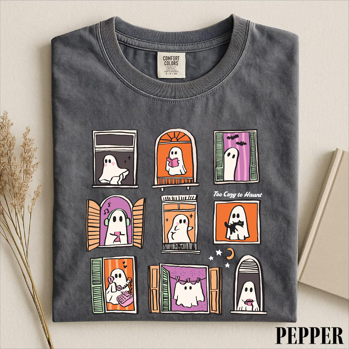 Too Cozy To Haunt Shirt, Cute Ghost Window Graphic Tee, Cozy Halloween Spooky Season Comfort Colors T-Shirt Fall Gift for Ghost Lovers 9fc6b622-914b-4acb-a0a8-18681a022cd1-6_converted.png