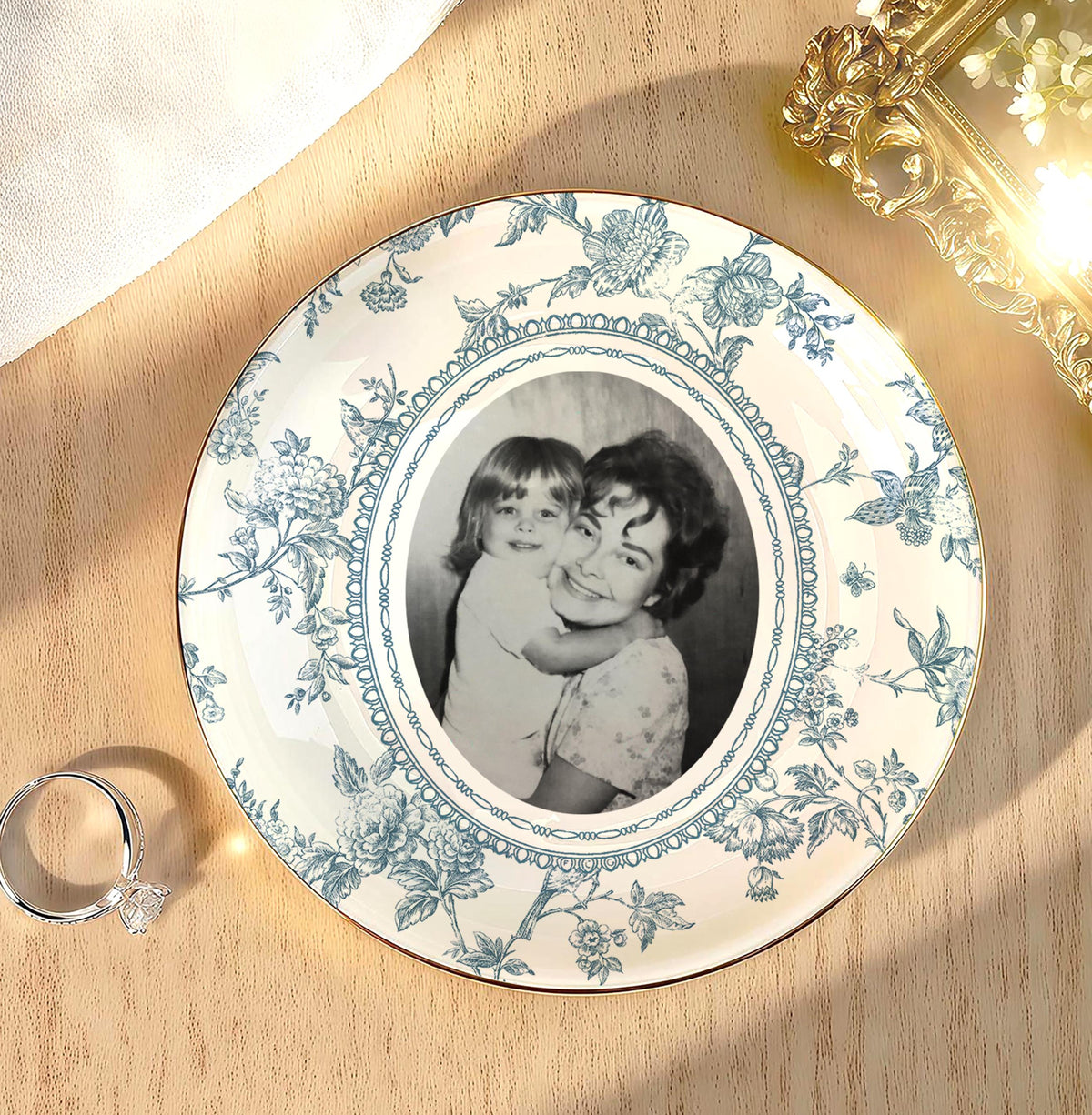 Mother of the Bride Gift, Toile De Jouy Trinket Tray, Custom Mother Photo Ring Dish, Mother of the Bride Wedding Day Gift from Daughter 9fe7cf36-2bca-4dda-8cb3-e31f2670bda9-10.jpg