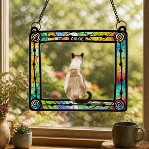 Personalized Cat Stained-Glass Suncatcher with Name - Personalized Rectangle Stained Glass Suncatcher (PW) 9ff26ac0-9054-4168-8b53-e5685e2137c2.jpg