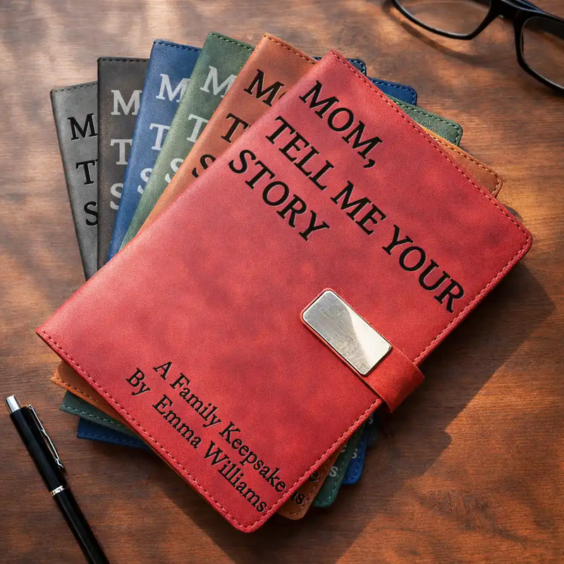 Tell Me Story Dad A Family Keepsake - Personalized Leather Notebook Set , Father's Day Gift , Gift For Dad , Gift For Grandpa