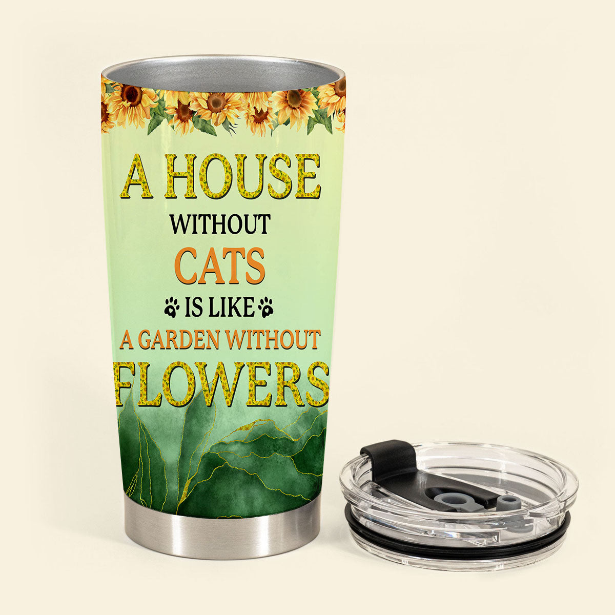A House Without A Cat - Personalized Custom Cat Photo Tumbler