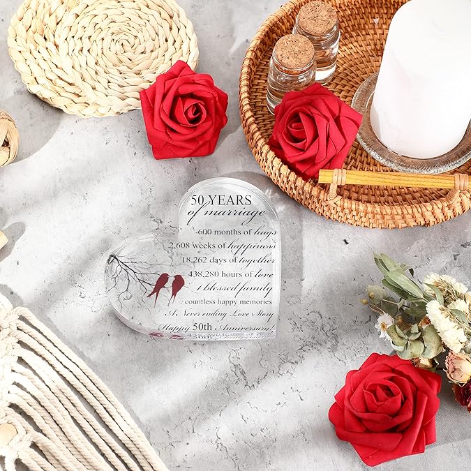 Years of Marriage Gift Wedding Anniversary Heart Marriage Keepsake Decoration Gift for Couple Parent Women Mom Husband Wife