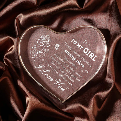 Gifts for Girlfriend, Valentine's Day Gifts for Her - To My Girl Heart Shaped Acrylic Plaque - Birthday Gifts for Girlfriend Wife, I Love You Gifts for Her Anniversary Gf Gifts
