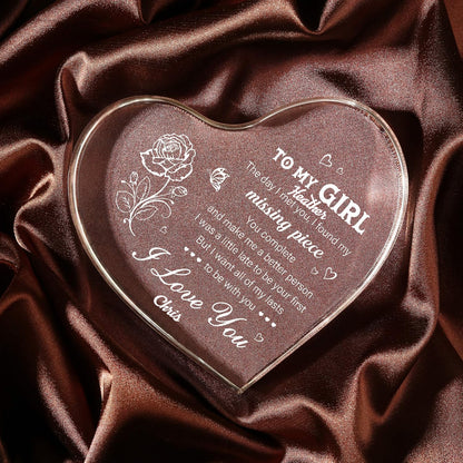 Gifts for Girlfriend, Girlfriend Birthday Gifts Ideas, To My Girl Heart Shaped Acrylic Block, I Love You Presents for Her, Valentines Day Christmas Idea for Her GF Wife