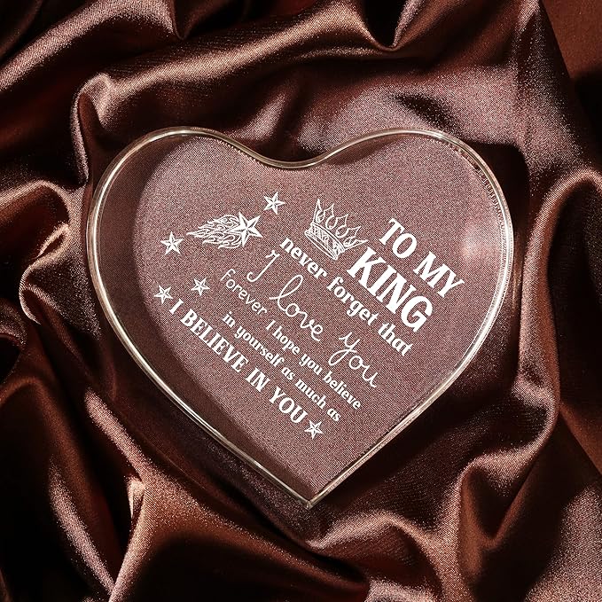 Gifts for Boyfriend, I Love You Gifts for Him, Men's Anniversary Heart Shaped Acrylic Block - Birthday Gifts for Him Boyfriend Husband, Valentines Day Gifts