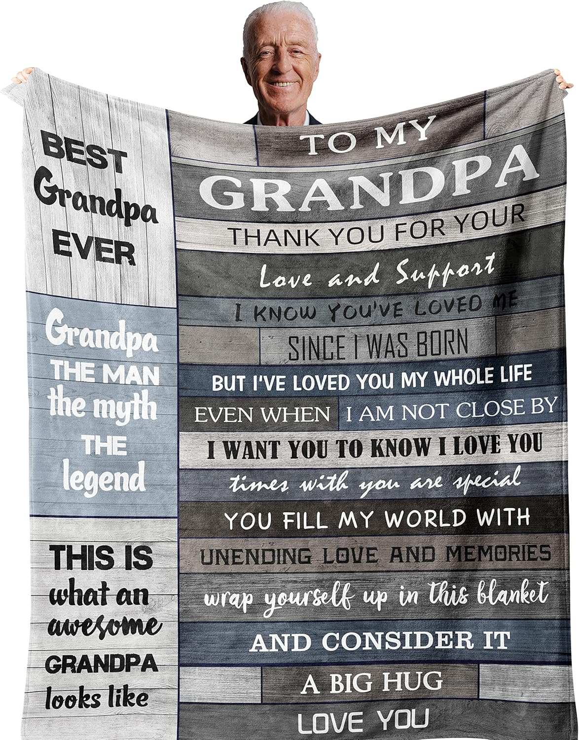 Thank You For Your Support And Love Personalized Grandpa Gifts,Gifts for Grandpa from Grandchildren Granddaughter Grandson,Grandfather Gift Blanket