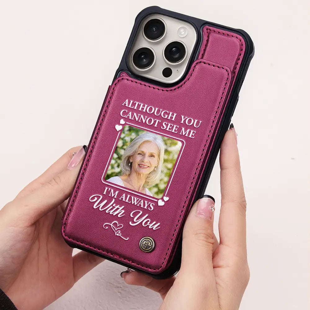 Custom Photo Memorial I Will Carry You With Me - Personalized Leather Flip Wallet Phone Case