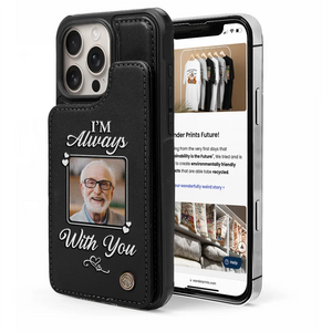Custom Photo Memorial I Will Carry You With Me - Personalized Leather Flip Wallet Phone Case