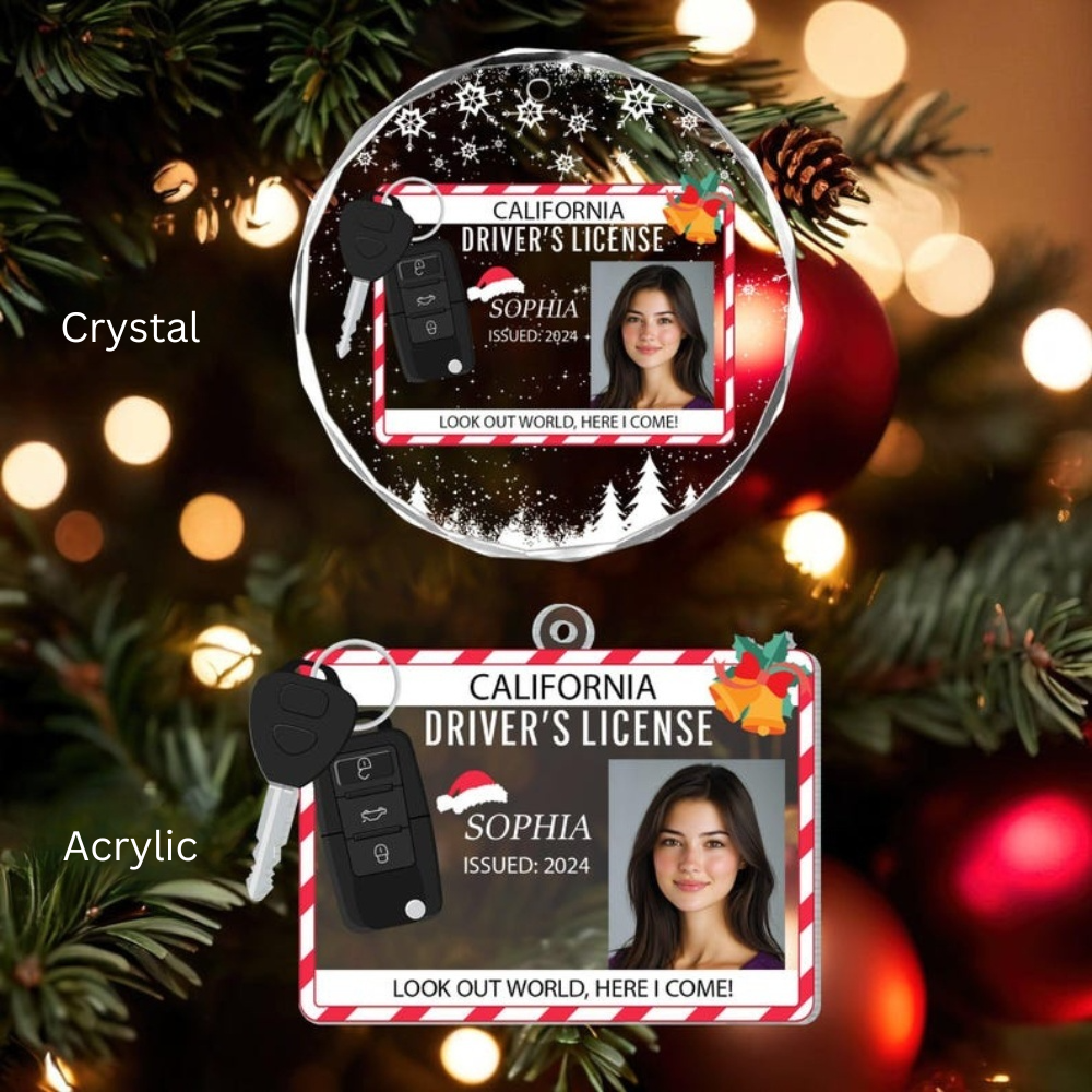 Personalized Photo New Driver Ornament 2025, Drivers License Ornament, Gift for New Driver, Driving Ornament, Drivers Permit Christmas