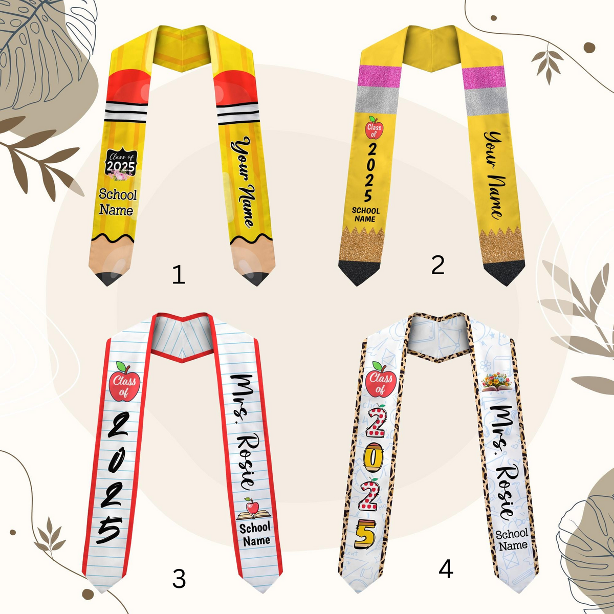 Custom Teacher Graduation Stole Class Of 2025, Teacher Stole 2025,Teacher Stole, Pencil Stole Graduation For Teachers, Sash For Teacher