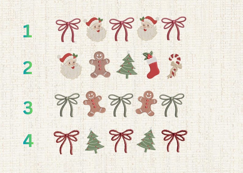 Coquette Christmas Embroidered Bundle Sweatshirt, Christmas Tree Embroidery Sweatshirt, Christmas Embroidery Sweatshirt, Embroidered Gingerbread, Cute Bow