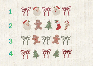 Coquette Christmas Embroidered Bundle Sweatshirt, Christmas Tree Embroidery Sweatshirt, Christmas Embroidery Sweatshirt, Embroidered Gingerbread, Cute Bow