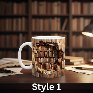 Personalized Book Lover Gift For Her, Book Lovers Mug, Favorite Bookshelf Coffee Mug, Custom Name Librarian Bookworm Gift for Reader