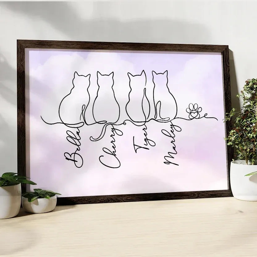 Adorable Cat Line - Personalized Poster