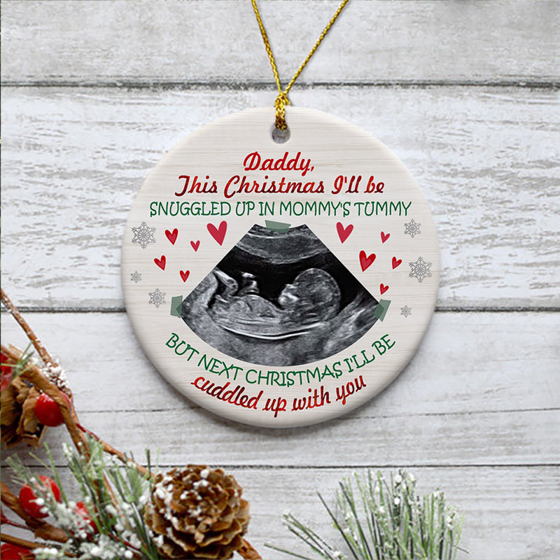 Snuggled Up In Mommy's Tummy, Personalized Christmas Ornaments, Custom Photo Gift