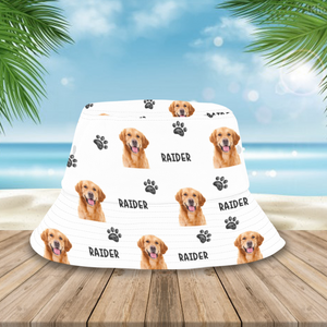 Pet Photo With Name Bucket Hat, Dog Lover Gift