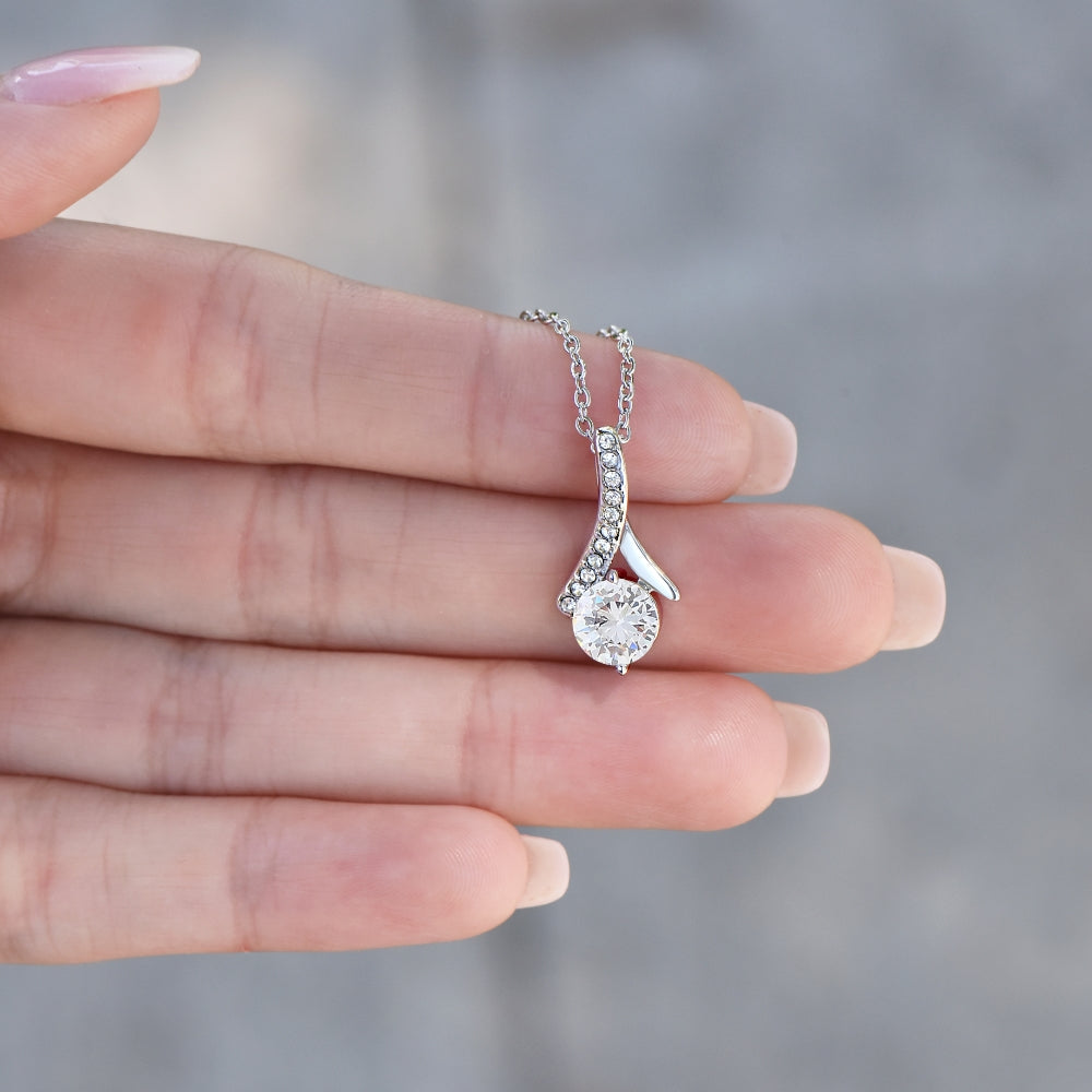 To My Daughter This Necklace Is A Reminder Of My Eternal Love, Necklace With Message Card, For Daughter, For Daughter, From Dad To Daughter Forever Love Necklace Alluring_Beauty_Hand_Silver.jpg