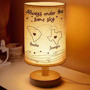 Always Under The Same Sky Long Distance Relationship - Personalized Fabric Lamp Gift For Couple Gift For Friend Anniversary Gift