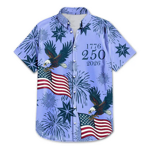 America 250 Anniversary Eagle USA Flag Custom Name - Personalized Hawaiian Shirt