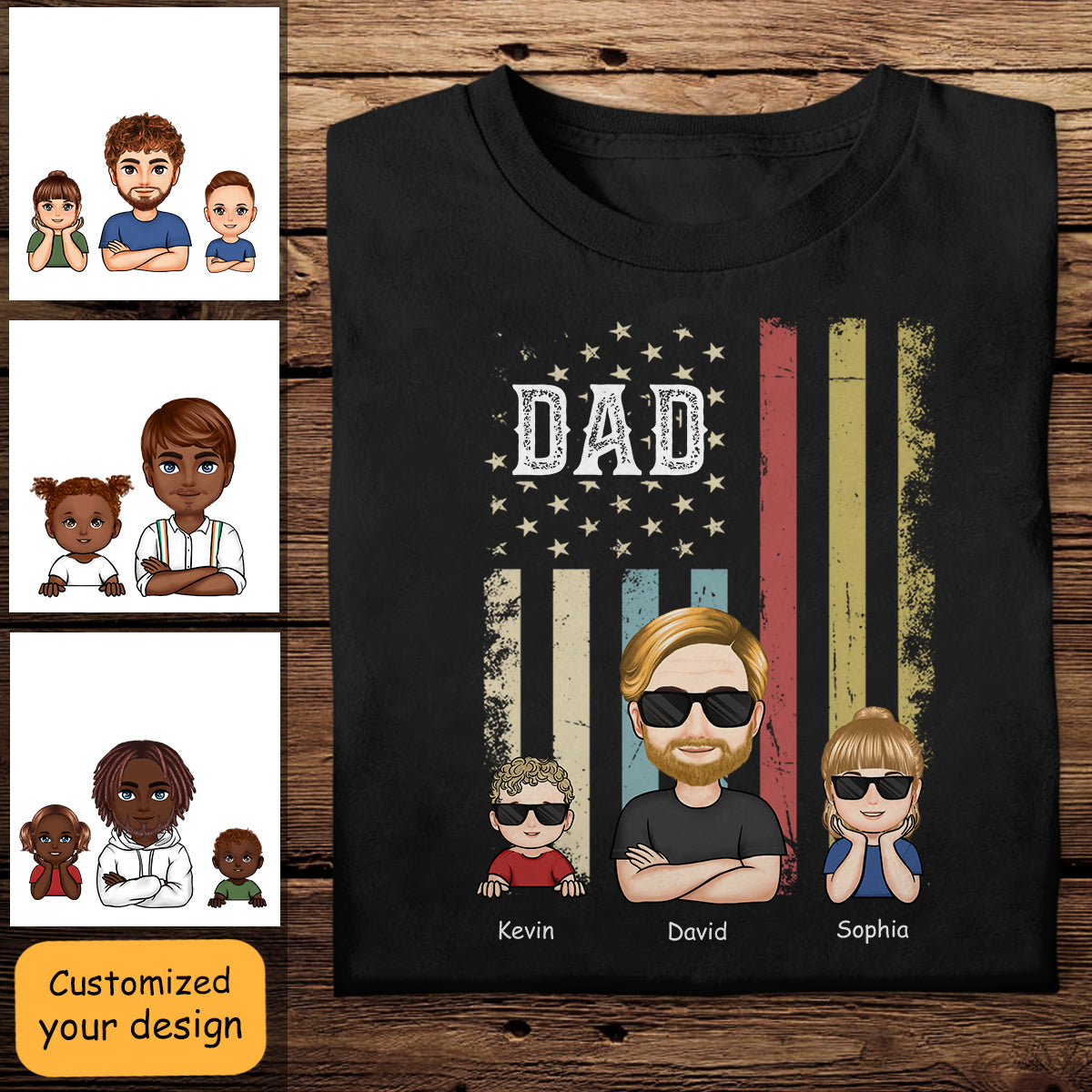 American Dad Flag - Personalized Apparel - Gift For Father, Daddy, Dad, Father's Day