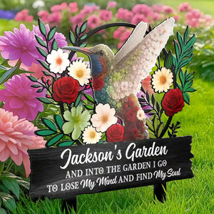 And Into The Garden I Go To Lose My Mind - Personalized Metal Garden Stake