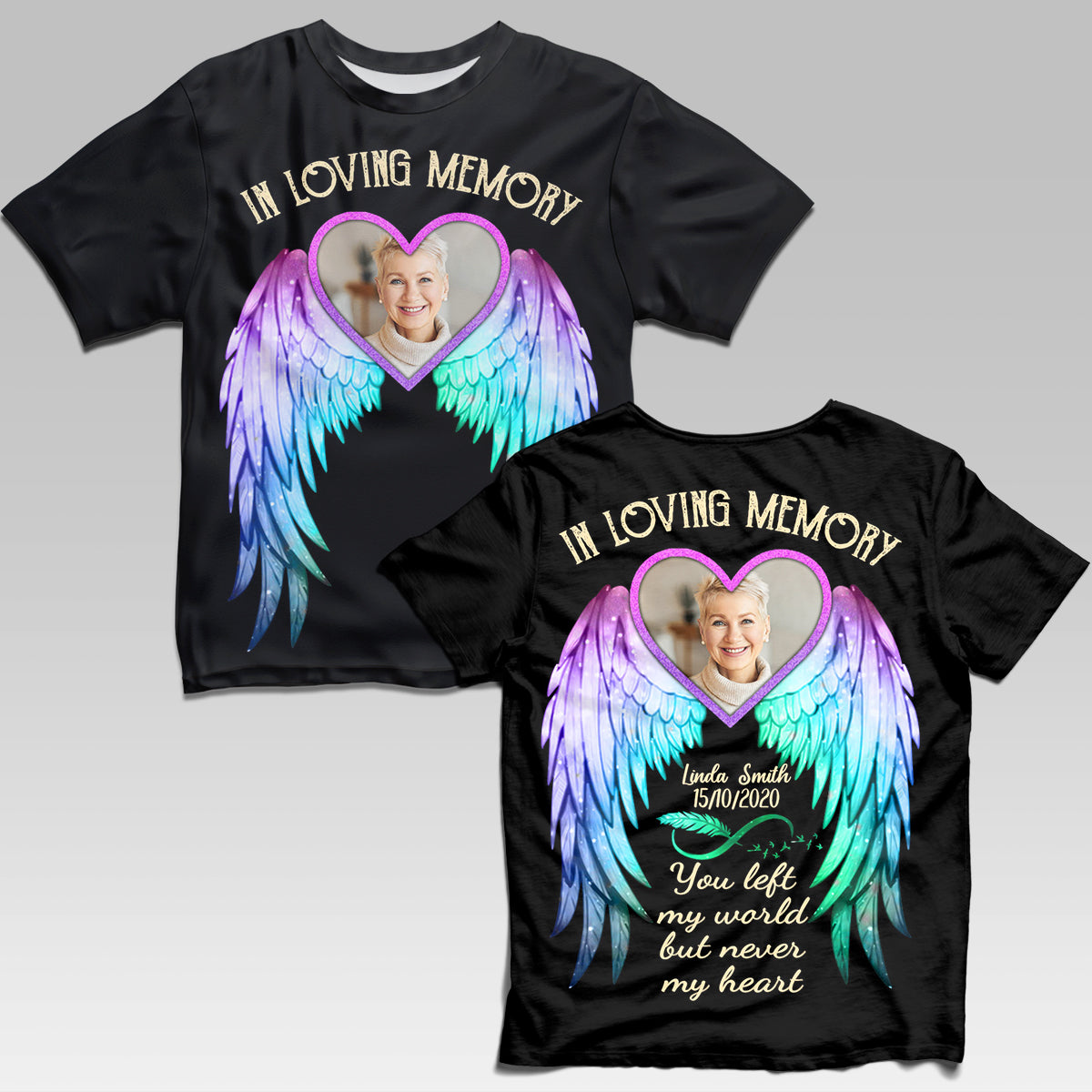 Angel Wings Personalized Photo 3D All Over Print Shirt Memorial