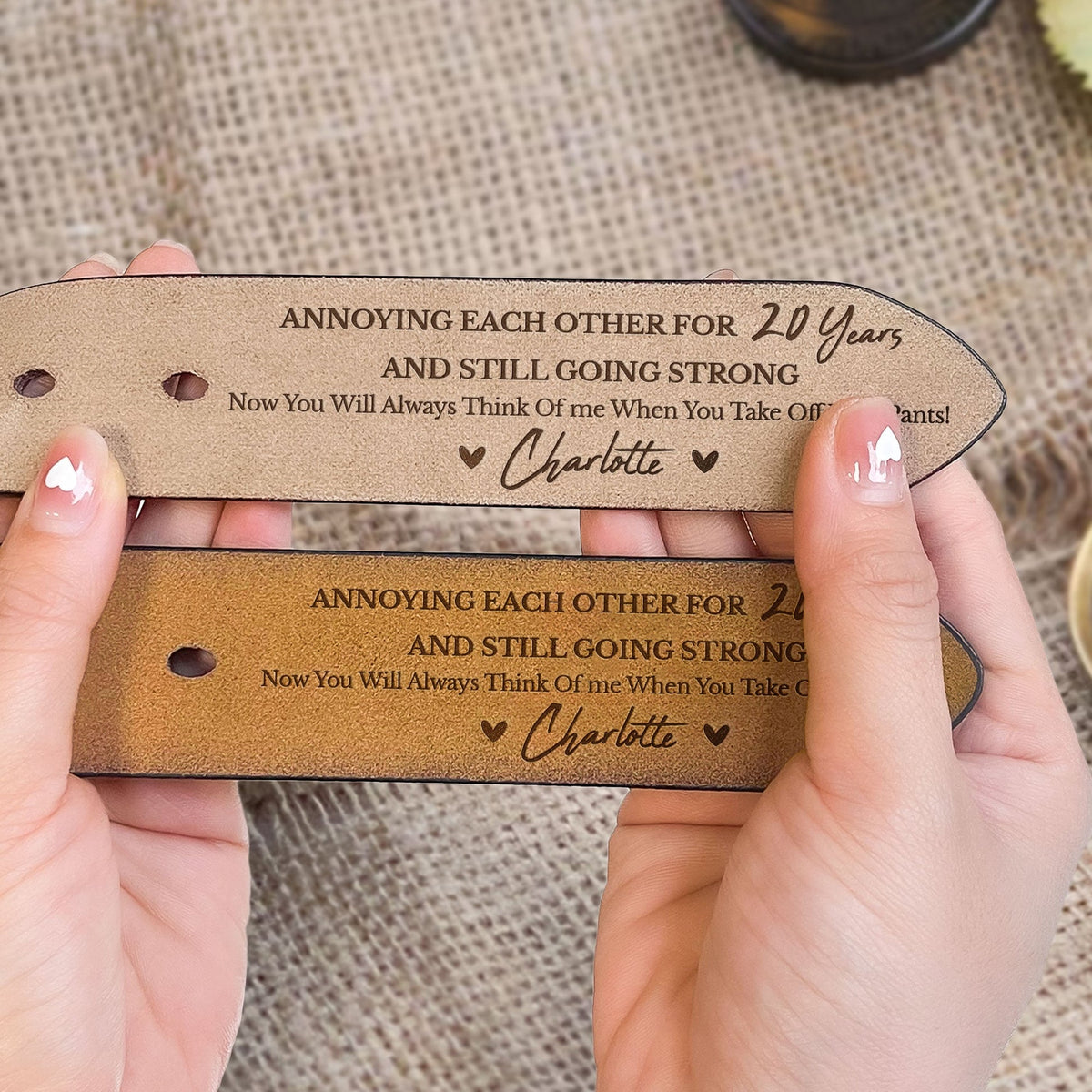 Annoying Each Other For Many Years Couple Gift customize gift for him Gift For Husband - Personalized Engraved Leather Belt