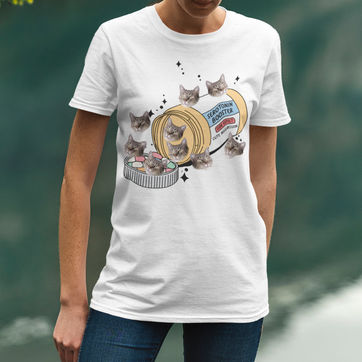 Antidepressant Cat - Personalized Custom Cat Photo Shirt