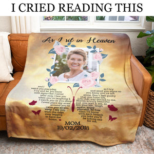 As I Sit In Heaven Custom Photo Blanket Memorial