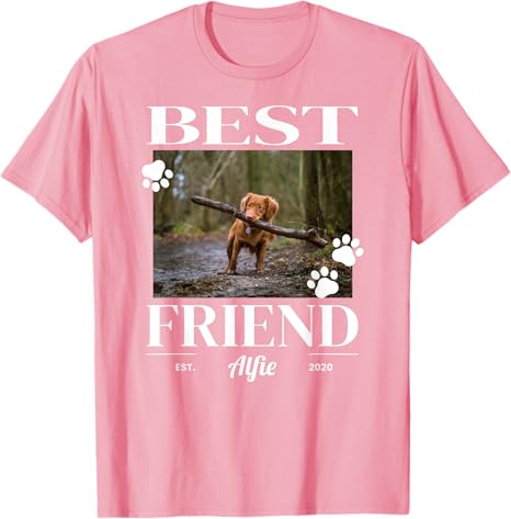 Custom Best Friend Dog, Cat, or Pet Photo T-Shirt for Men, Women and Kids - Customize with Your Pet's Name and Photo