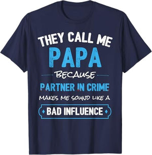 Funny Grandpa Papa Partner In Crime Dad Custom T-Shirt Father's Day Gift
