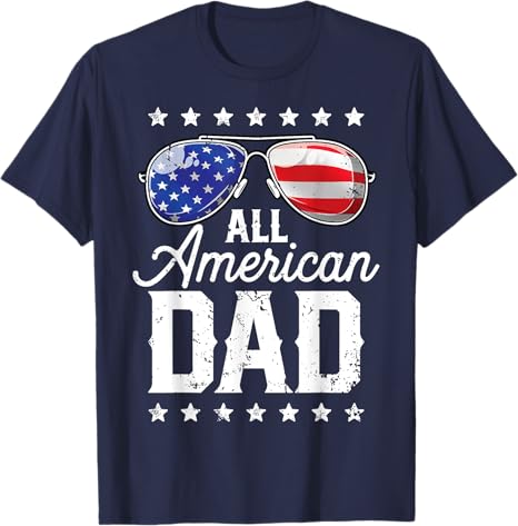 All American Dad Papa 4th of July Father's Day Sunglasses Family Custom T-Shirt Grandpa Shirt Father's Day Gift 4th of July Gift