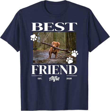 Custom Best Friend Dog, Cat, or Pet Photo T-Shirt for Men, Women and Kids - Customize with Your Pet's Name and Photo