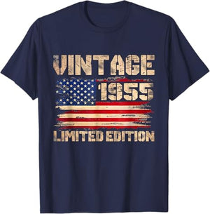 70 Year Old American Flag T-Shirt Birthday Gifts for Women Men, 70 Years Old Gifts, 1955 Birthday Gifts for Her Him, 70th Birthday Presents Shirt