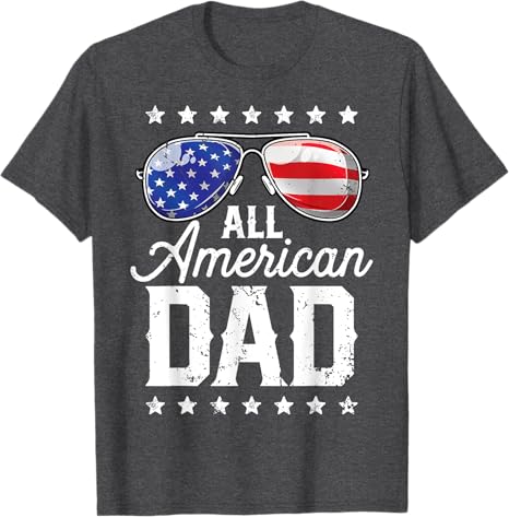 All American Dad Papa 4th of July Father's Day Sunglasses Family Custom T-Shirt Grandpa Shirt Father's Day Gift 4th of July Gift