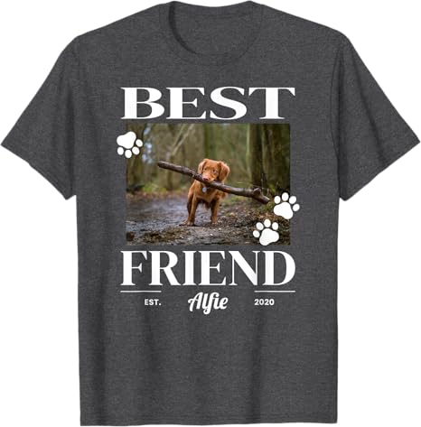 Custom Best Friend Dog, Cat, or Pet Photo T-Shirt for Men, Women and Kids - Customize with Your Pet's Name and Photo