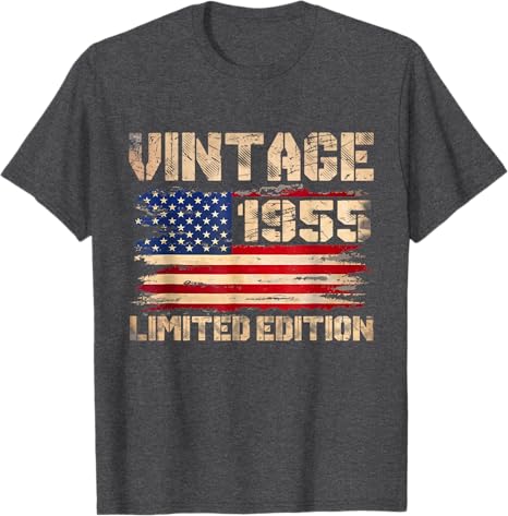 70 Year Old American Flag T-Shirt Birthday Gifts for Women Men, 70 Years Old Gifts, 1955 Birthday Gifts for Her Him, 70th Birthday Presents Shirt