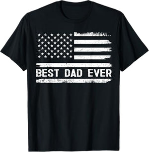 Best Dad Ever With US American Flag Gifts Fathers Day Dad T-Shirt Personalized Shirt For Him For Father Grandfather