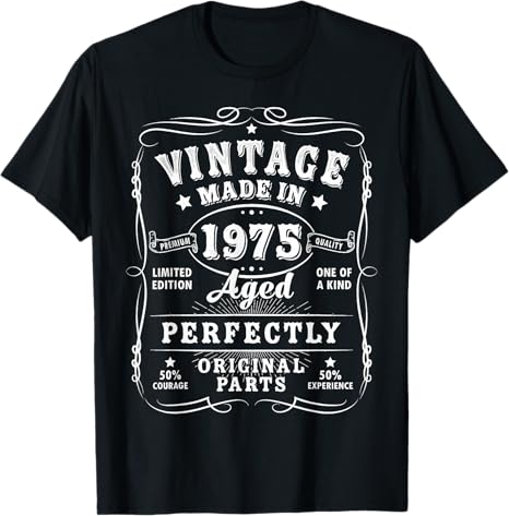 Vintage 50 Birthday Decorations Men 50yr 1975 50th Birthday Custom Birthday T-Shirt