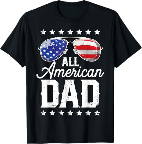 All American Dad Papa 4th of July Father's Day Sunglasses Family Custom T-Shirt Grandpa Shirt Father's Day Gift 4th of July Gift