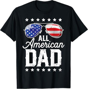 All American Dad Papa 4th of July Father's Day Sunglasses Family Custom T-Shirt Grandpa Shirt Father's Day Gift 4th of July Gift