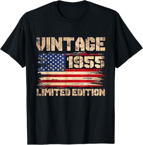 70 Year Old American Flag T-Shirt Birthday Gifts for Women Men, 70 Years Old Gifts, 1955 Birthday Gifts for Her Him, 70th Birthday Presents Shirt