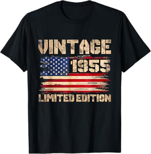 70 Year Old American Flag T-Shirt Birthday Gifts for Women Men, 70 Years Old Gifts, 1955 Birthday Gifts for Her Him, 70th Birthday Presents Shirt