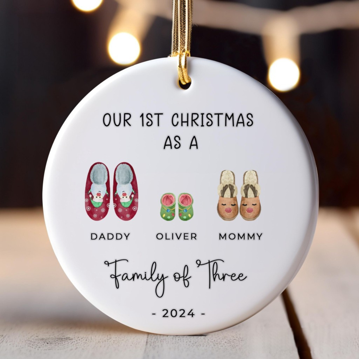 Family of Three Christmas Ornament - Family of 3 - Family Ornament - Personalized Baby's First Christmas Ornament - First Christmas Ornament